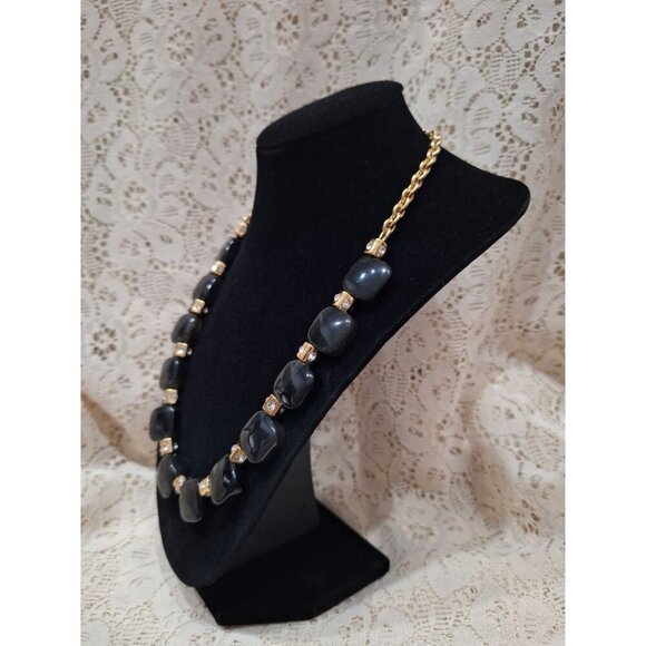 Kate Spade Vintage Black and Faux Tortoiseshell Gold Tone Adjustable Necklace - Picture 2 of 4